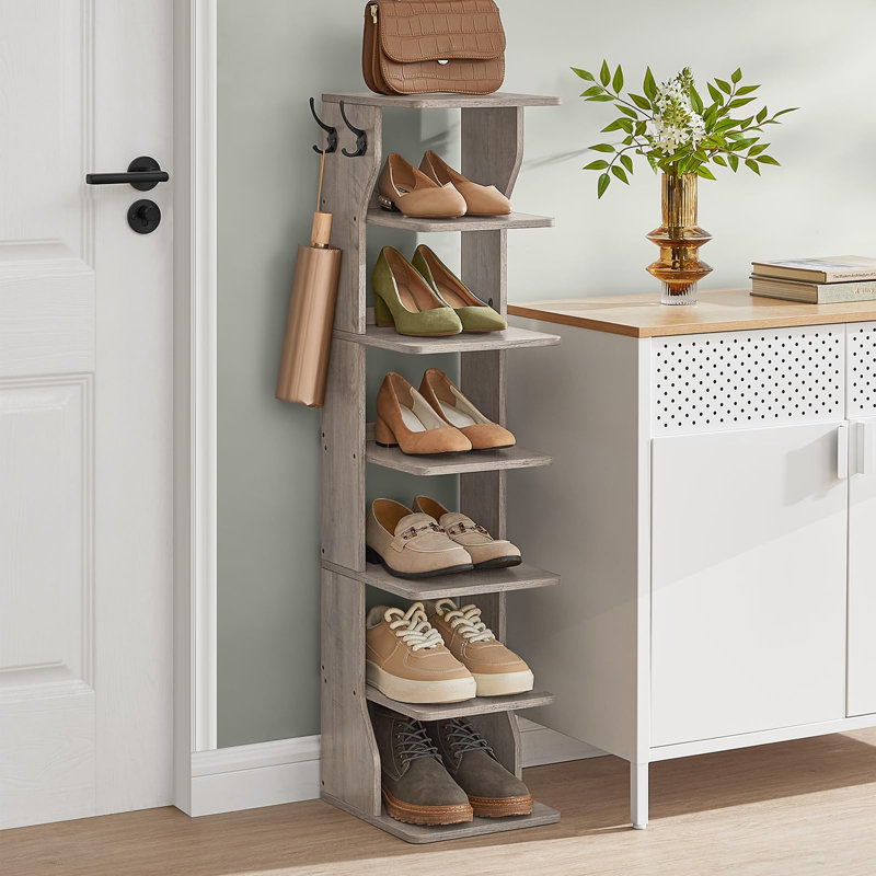 6 Pair Shoe Rack, Heather Greige