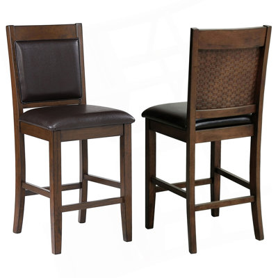 Chaise de comptoir rembourrée en noyer Dewey (ensemble de 2)