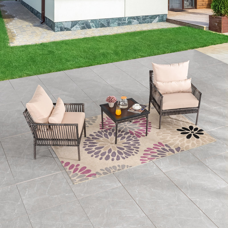 Aalaysia 3-Piece Outdoor Wicker Conversation Set