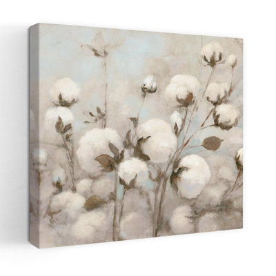 Art contemporain contemporain en coton avec fleurs neutres