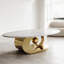 Table basse Classic Classic avec base sculpturale dorée - Centre de table de salon moderne