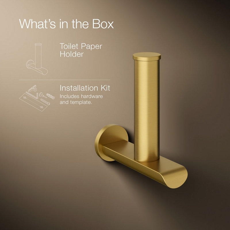 Avid Vertical Toilet Tissue Holder, Vibrant Brushed Moderne Brass