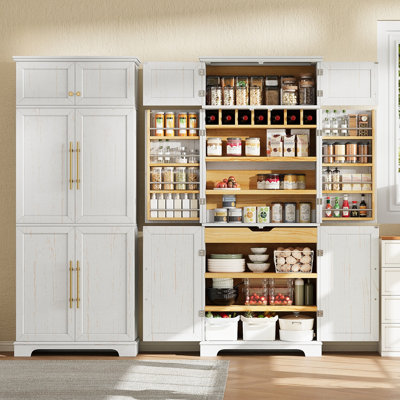 Armoire de rangement avec 4 tablettes réglables, tiroir caché, support à vin