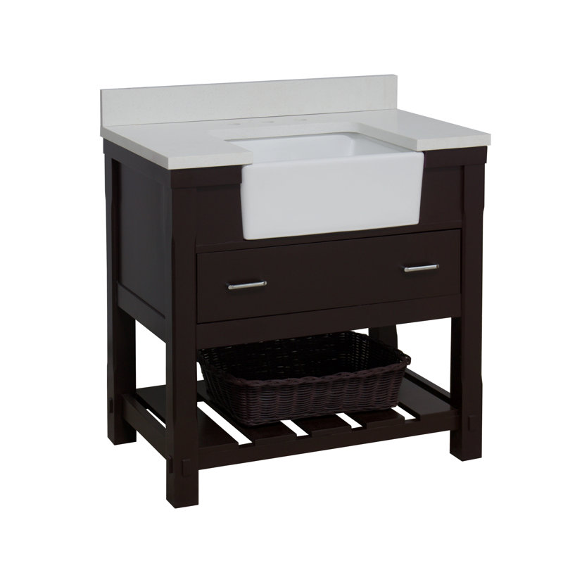 Ensemble de meuble-lavabo simple 36 po Hitton, Quartz, Chocolat