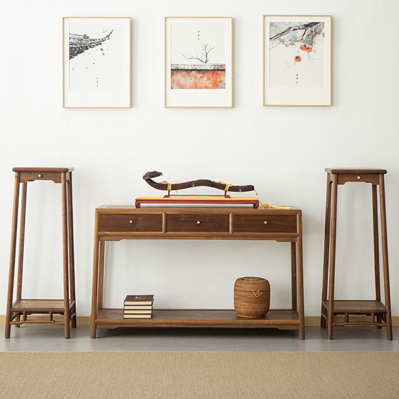 50.39" Brown Rectangular Solid Wood Console Table