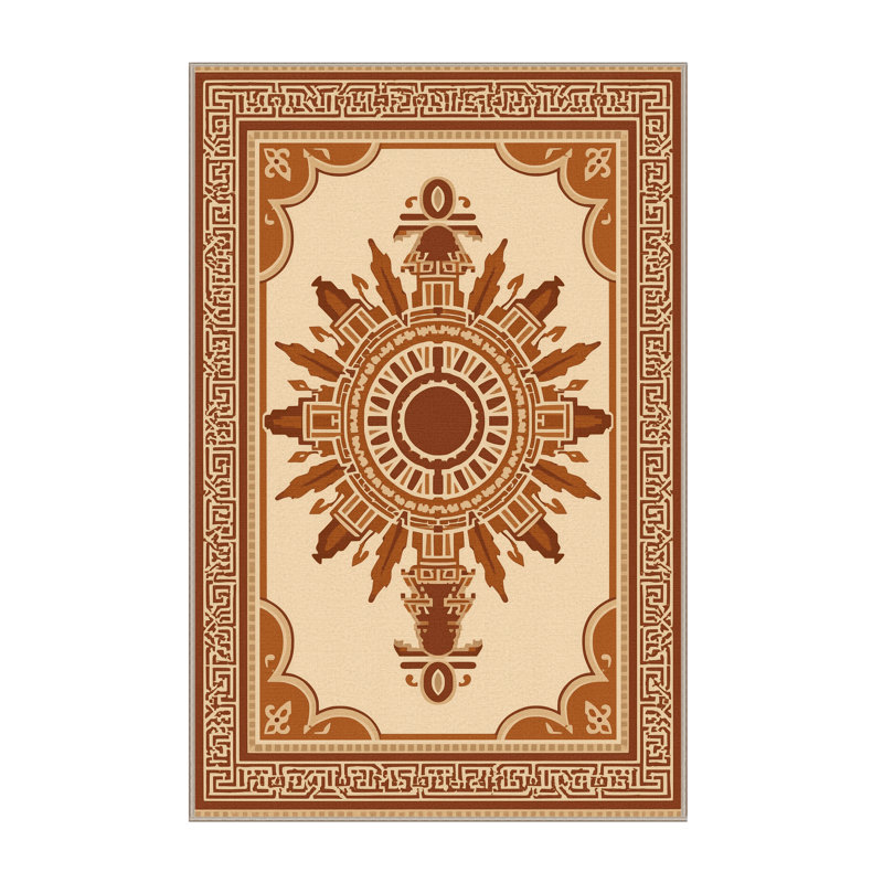 Machine Washable Botkins Traditional Oriental Rug in Beige – Beige Binding, 2x5