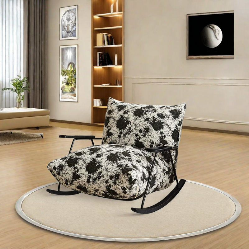 Chaise berçante Modern Home, Noir / blanc, Noir