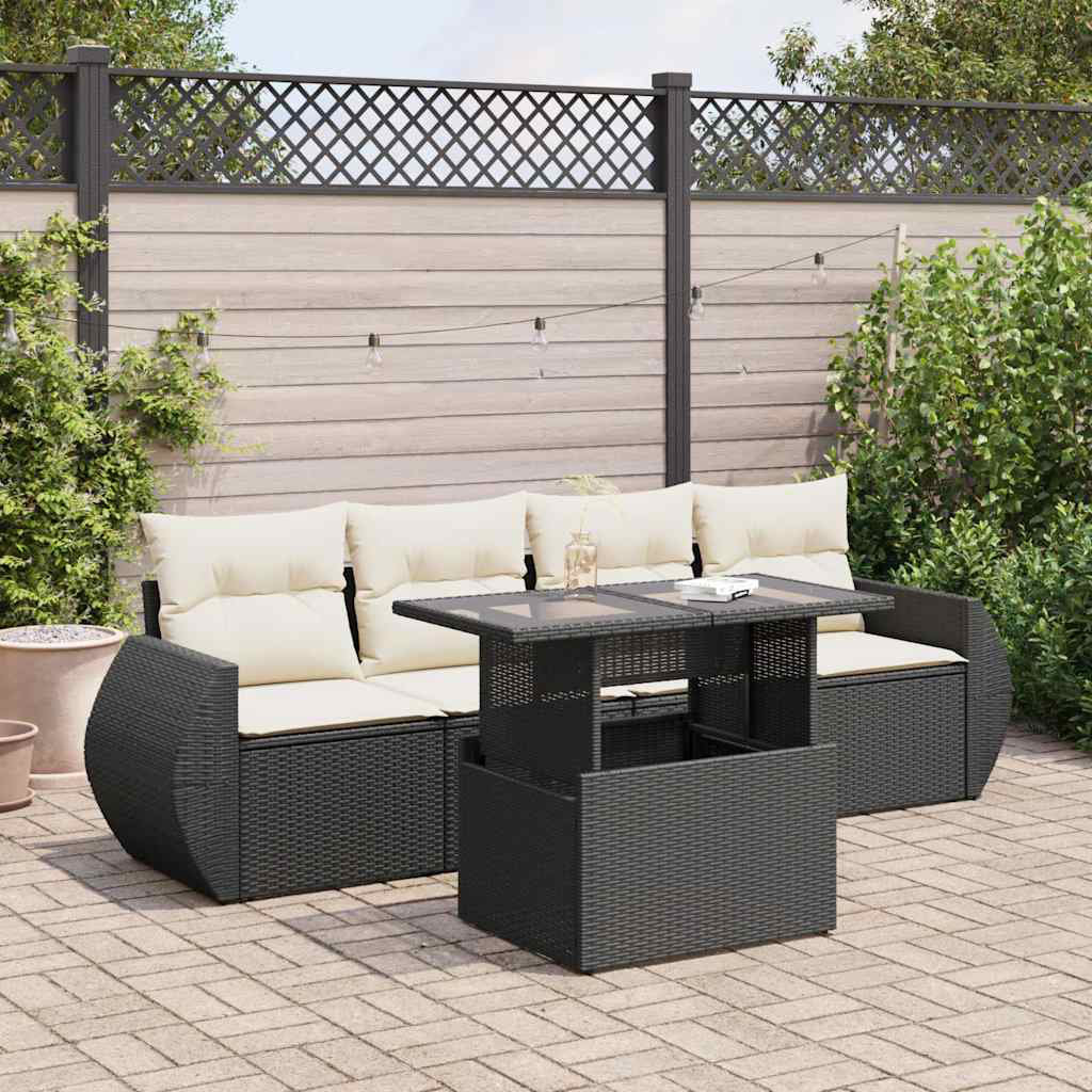 Vidaxl 5-Tlg. Garten-Sofagarnitur Mit Kissen Grau Poly Rattan