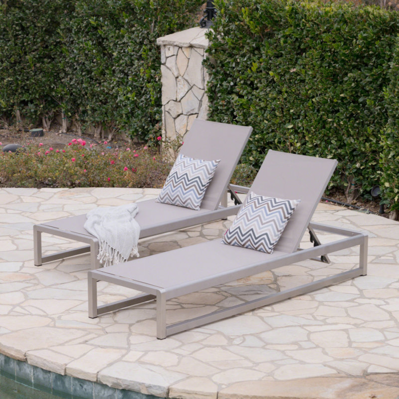 Outdoor Versatile Aluminum Chaise Lounge Set For Relaxation And Comfort, 2Pcs, Gray