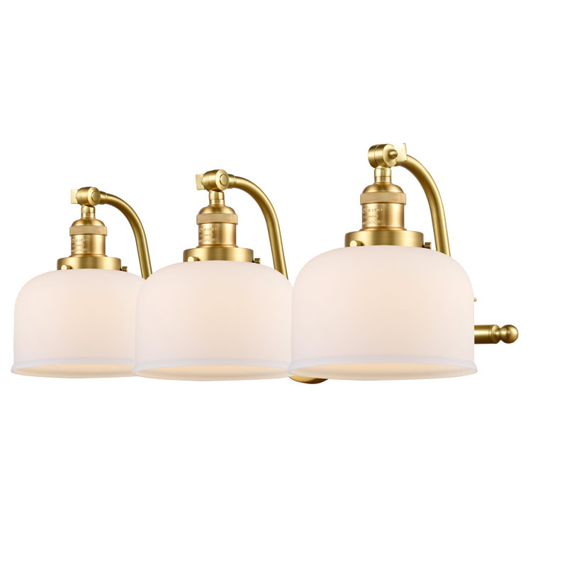 Plumlee 3 - Light Dimmable Vanity Light, Silver Plated Mercury, 6 Watt Vinage LED Bulb, Satin Gold