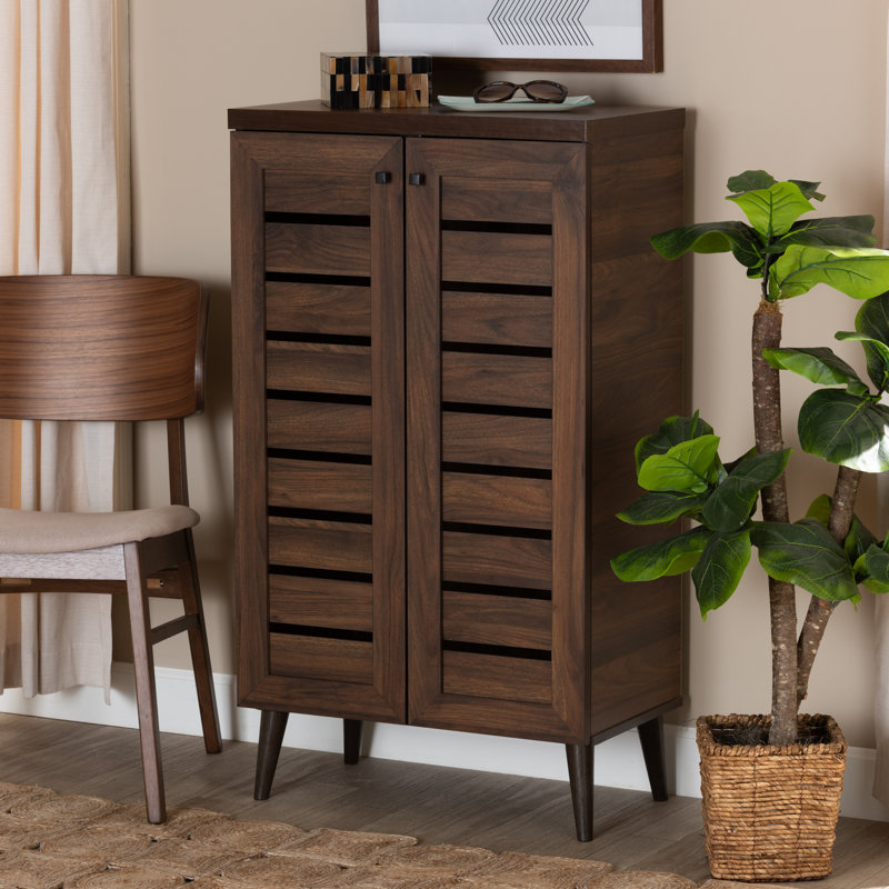 Zakrzewski 8 Pair Shoe Storage Cabinet, Dark Brown