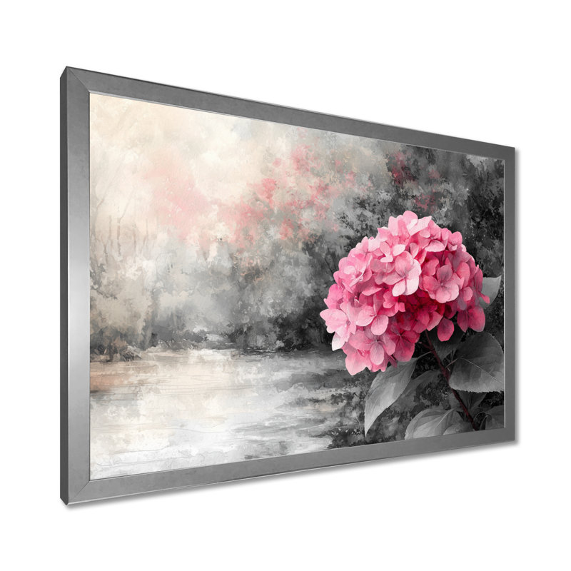 «Ihinosen Hydrangea In Vintage Light II», art mural sur toile Hydrangea, H 30 po x l 40 po, Argent argent