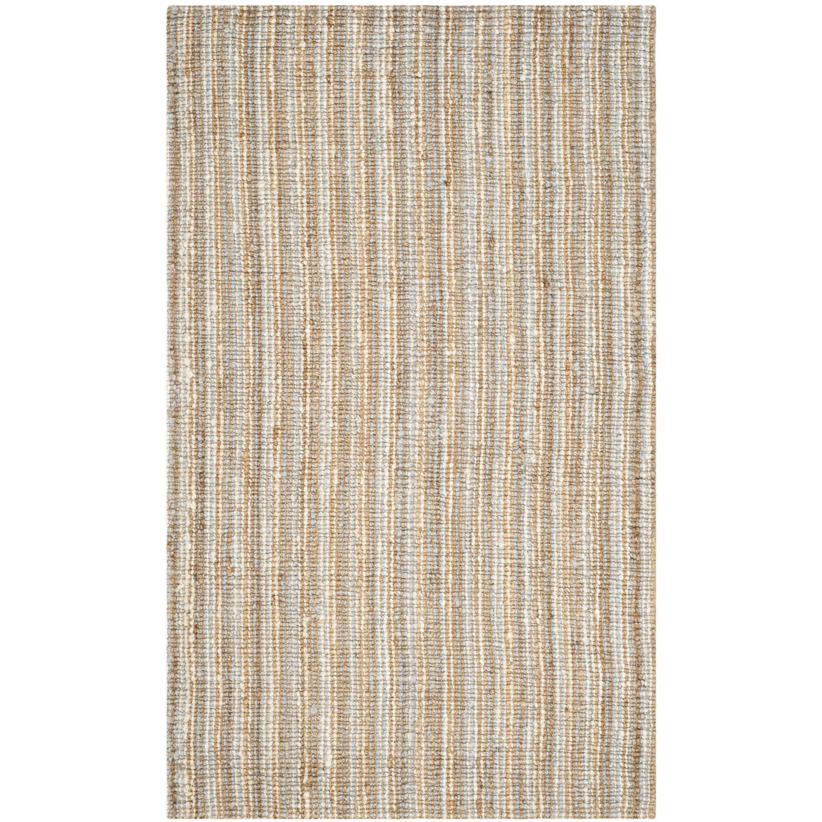 Alda Gray Natural Hand-Woven Striped Jute Rug, Rectangle 4' x 6'
