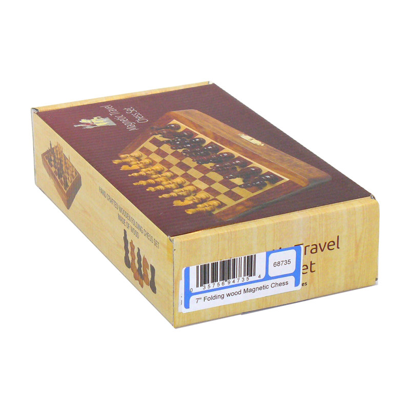 Compact Wooden Magnetic Folding Travel Chess Set