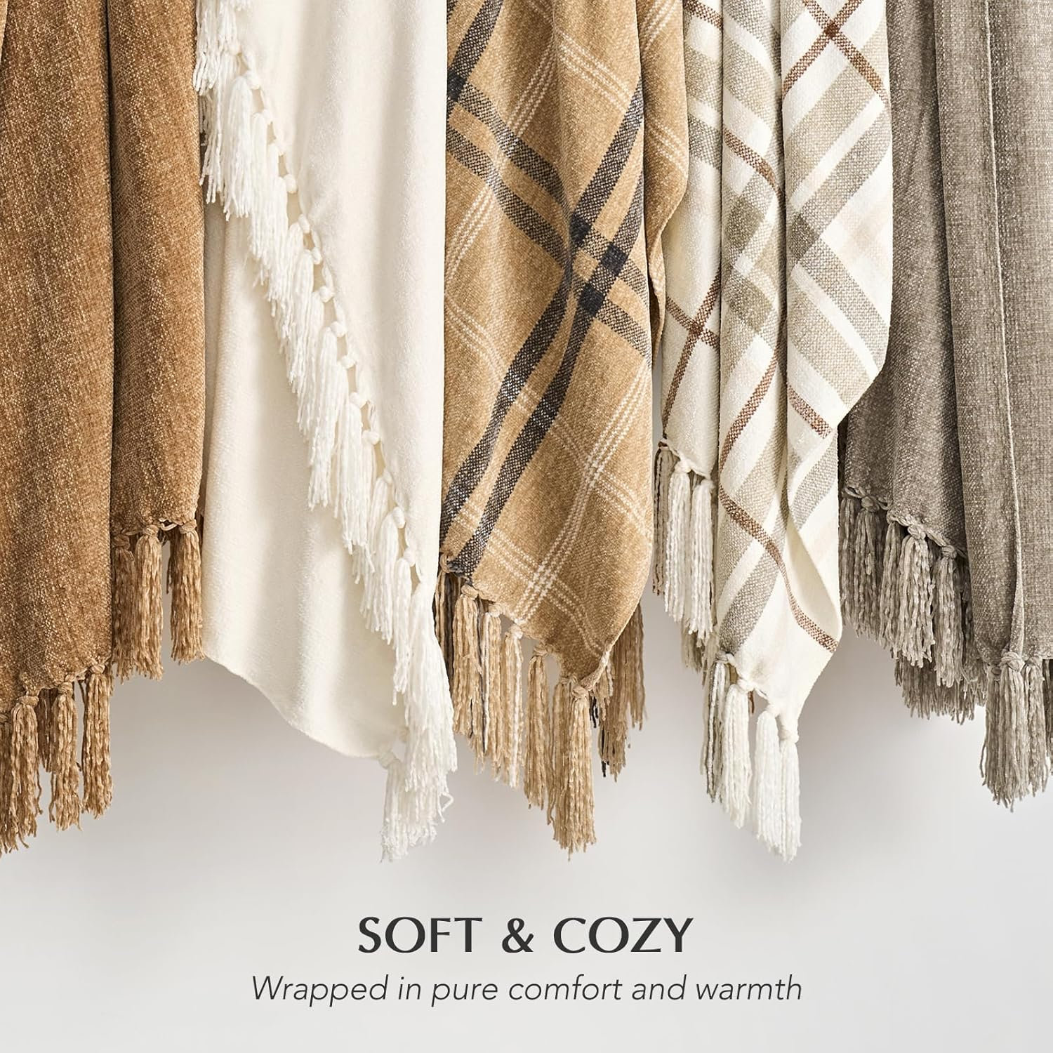 Soft Chenille Throw Blanket, 80" L x 60" W, Ivory White