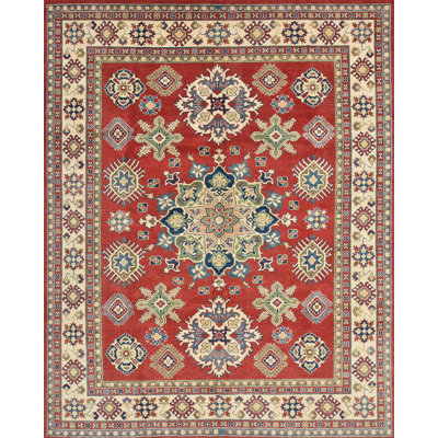 Tapis oriental rouge en laine noué à la main Nabeel