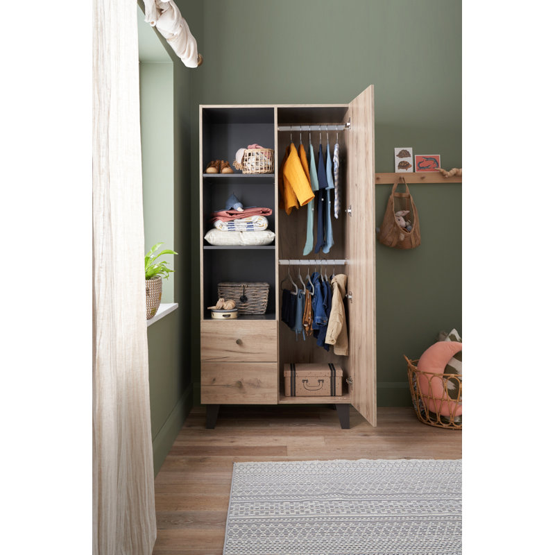 Como Wardrobe, Distressed Oak/Slate Grey, 180" H x 55" D