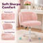 Chaise de bureau à domicile en poils de lapin artificiels avec base en métal, chaise de bureau pivotante et réglable, chaise de coiffeuse (rose)-1287760485
