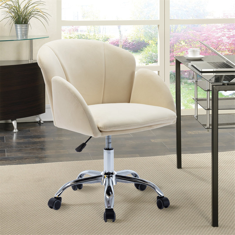 Cescily Velvet Task Chair, Beige
