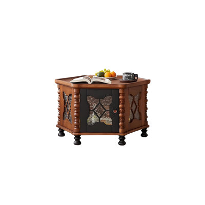 Table basse 31,5 "style Mid-Century français en bois massif brun