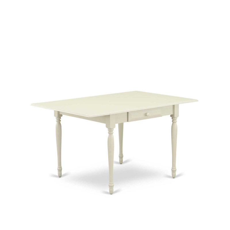5-Piece Linen White Finish Solid Wood Top - Dining Room Set with Dropleaf - Seats 4, Gray, White