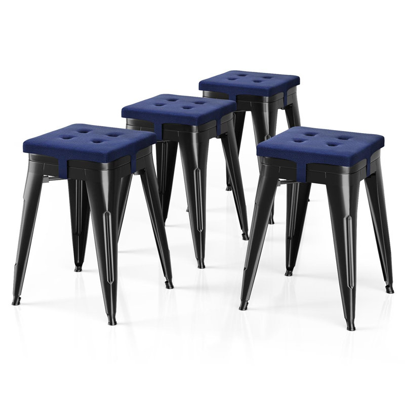 Tabouret de bar 18 po Forand, Bleu, Noir lustré