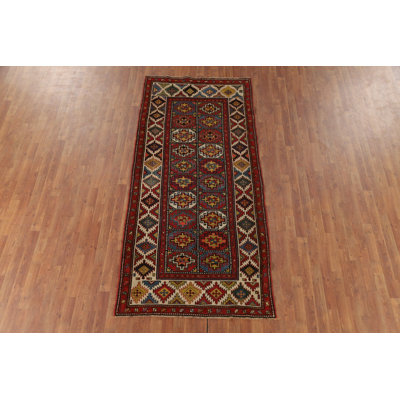 Pre-1900 Antique Kazak Vegetable Dye Runner Rug