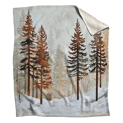 Couvertures illustrÃ©es d'une scÃ¨ne de forÃªt de pins enneigÃ©e