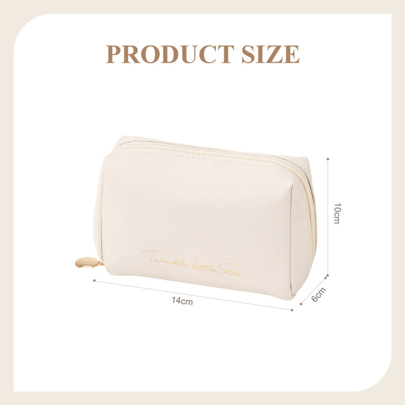PU Leather；Nylon Zipper Makeup Organiser, Ivory