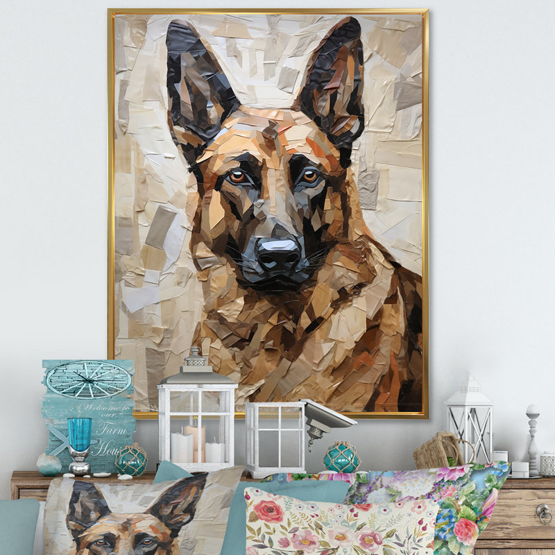 Reproduction d'art sur toile Sheperds, H 32 po x l 24 po x P 1 po, Cadre flottant doré