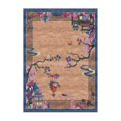 Tapis décoratif à motif tissé bleu saumon