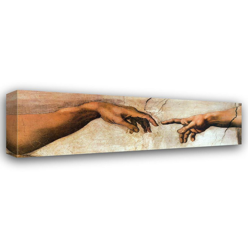 Red Barrel Studio® Michelangelo Gallery Wrapped Canvas Art Titled: Creation Of Adam, 17" H x 48" W