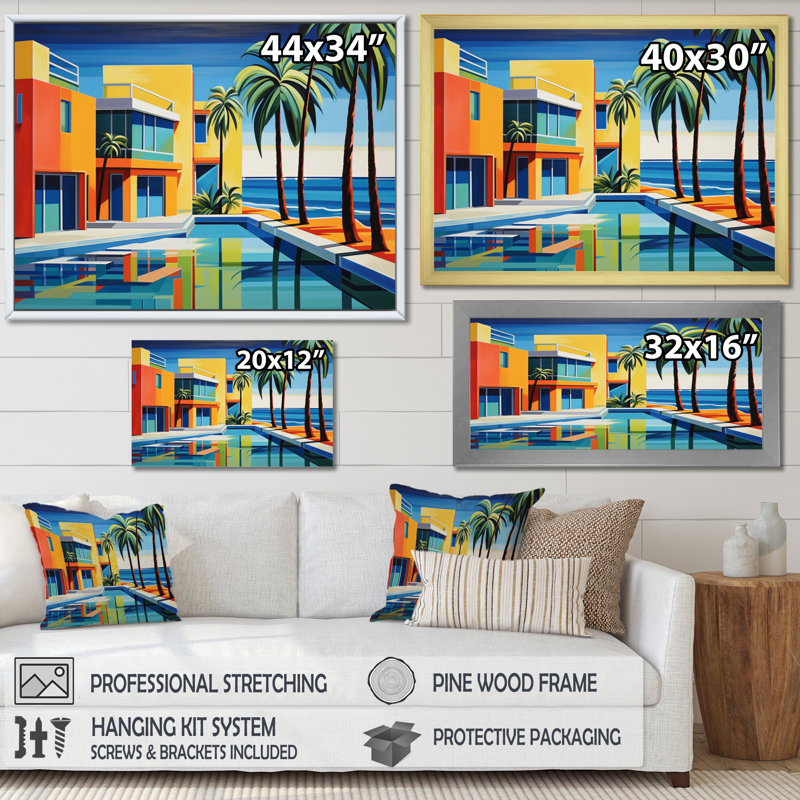 Pop Palm Beach en couleur III sur toile, Toile tendue, H 34 po x l 44 po x P 1,5 po