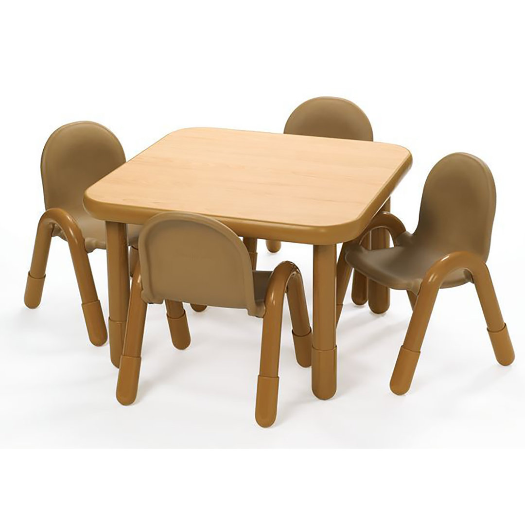 BASELINE Preschool 30" Square Table & Chair Set - Natural Wood Angeles