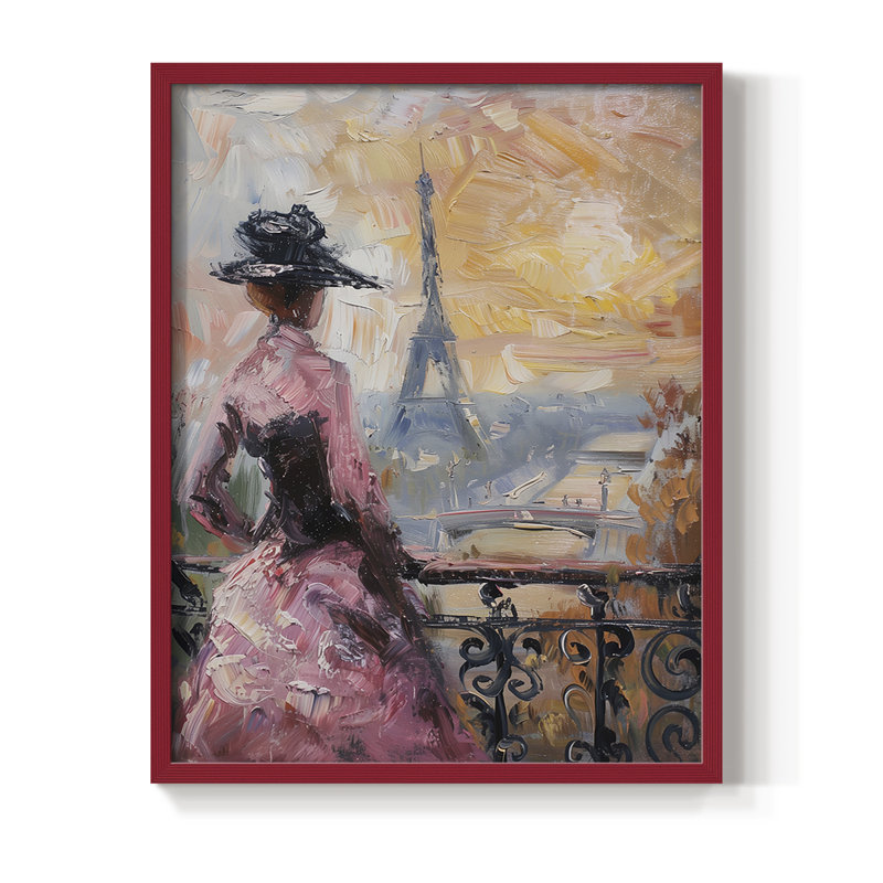 Reproduction encadrée WOMEN Series DCXVIII - bois massif, H 21 po x l 17 po, Rouge