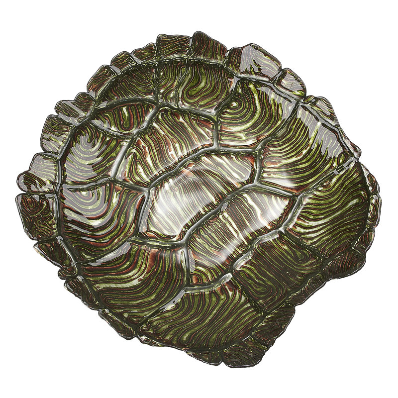 Red Pomegranate Glass Fruit Bowl, Green/Gold