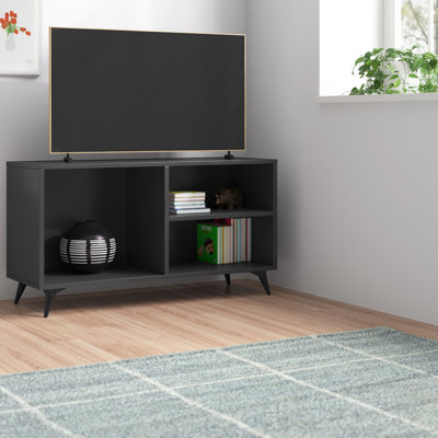 Meuble télé moderne, anthracite, 47,2 po x 19,7 po x 11,8 po | 100% panneau de particules enduit de mélamine, 0,71 pouce d'épaisseur, structure en métal | Conception élégante et durable pour le salon et les espaces de divertissement