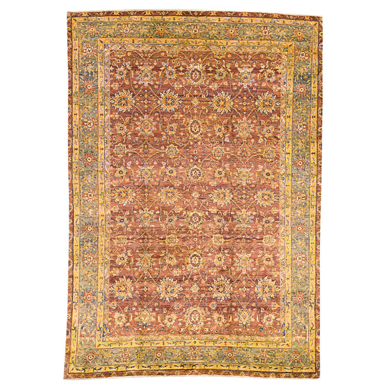 Hand Knotted Wool Area Rug in Red