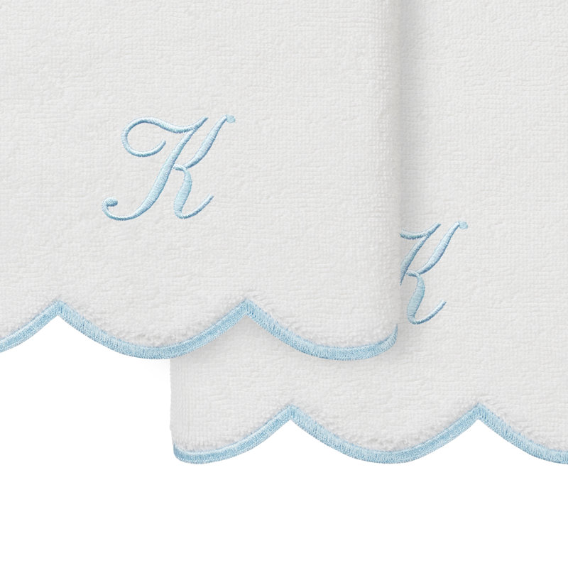  Ensemble de serviettes 100% coton turque ADORNIA, K, Blanc / Bleu, Ensemble de 2 essuie-mains