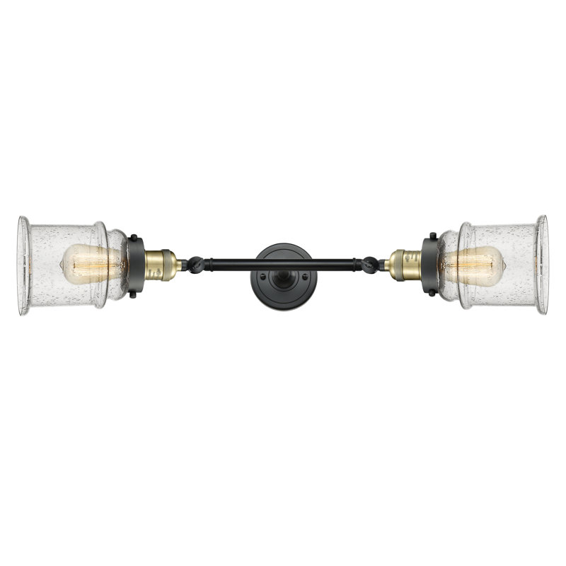 Galaviz 2 - Light Dimmable Vanity Light, Seedy, 6 Watt Vinage LED Bulb, Black Antique Brass