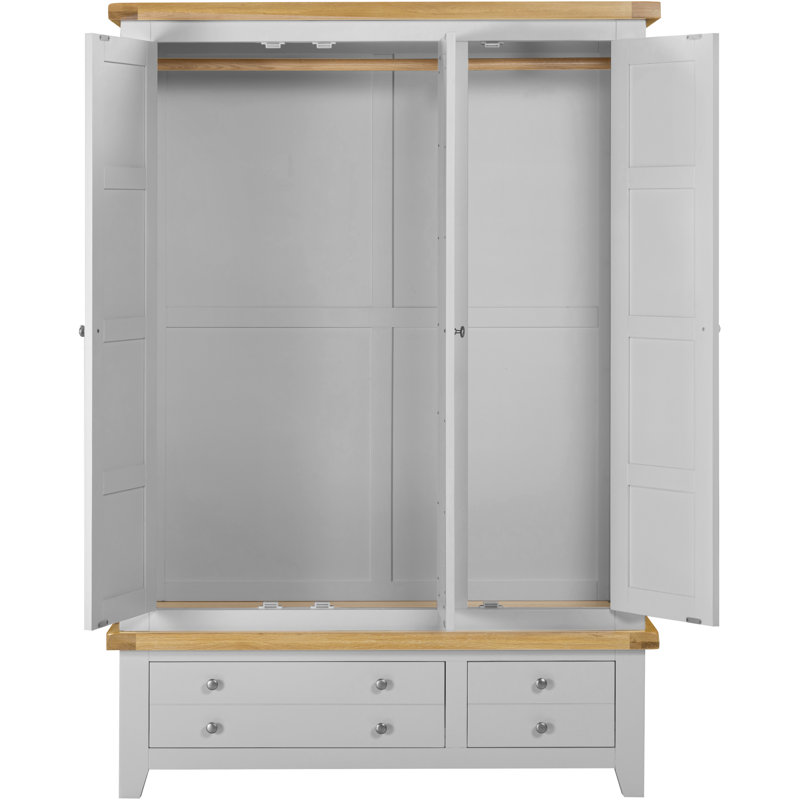 3 Door Wardrobe, Pebble Grey