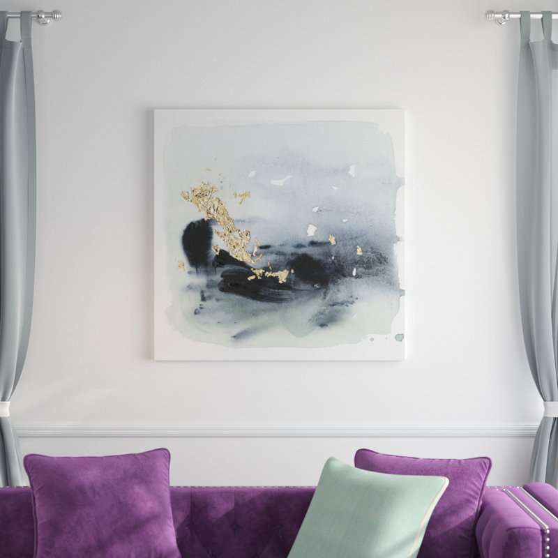 Cerulean & Gold II by Victoria Borges - Wrapped Canvas Painting, 91cm H x 91cm W