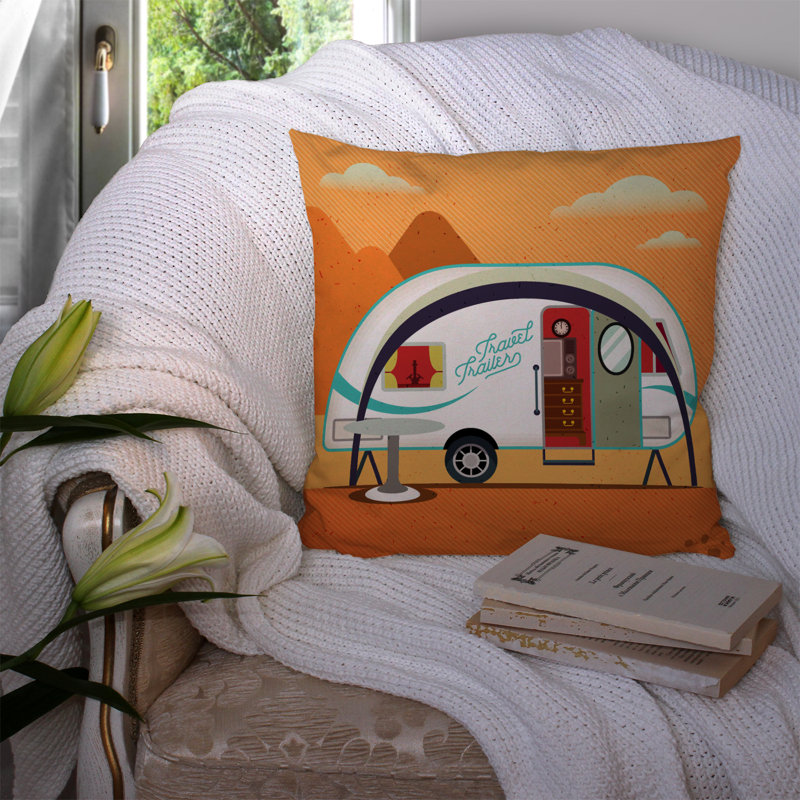 Coussin décoratif intérieur/extérieur très grand adventurer new camper, 14 po x 14 po