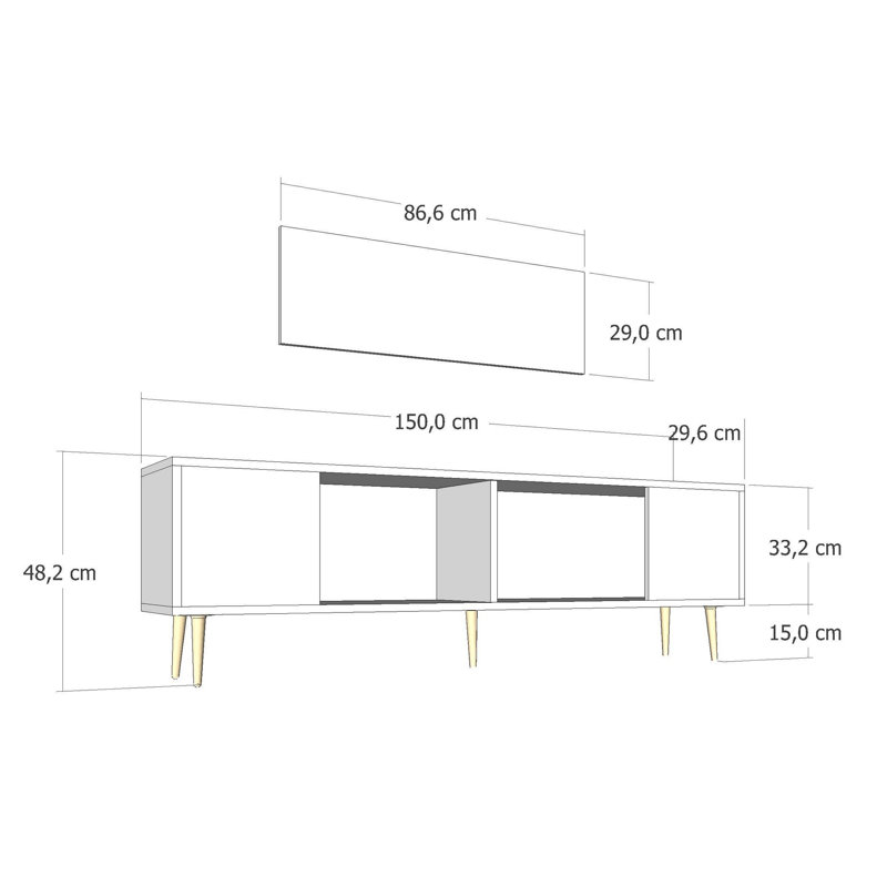 Tv stand, White/Silver