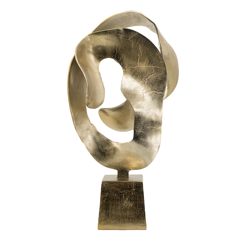 16.5x6x24.5" Baldwin Abstract Figurines & Sculptures, 24.6'' H X 6.1'' W X 16.7'' D, Bright Gold
