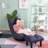 Foldable Reclining Chair For , Navy - 66.37 In. Wide Seat Multifunctional Floor With Linen Filler, 36.45 High Back