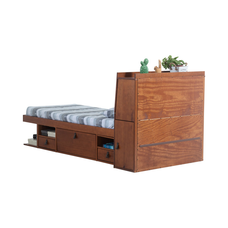 Tête de lit avec rangement Pharr, Miel, Bois massif, Simple