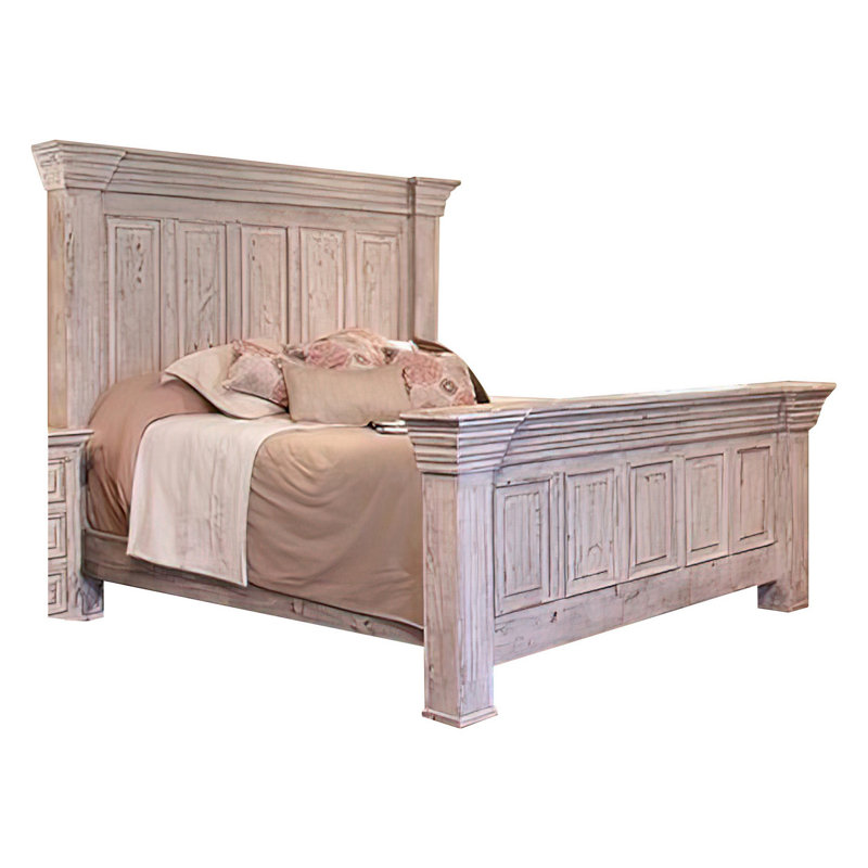 Lit standard en bois massif Ireanna, Grand, Blanc