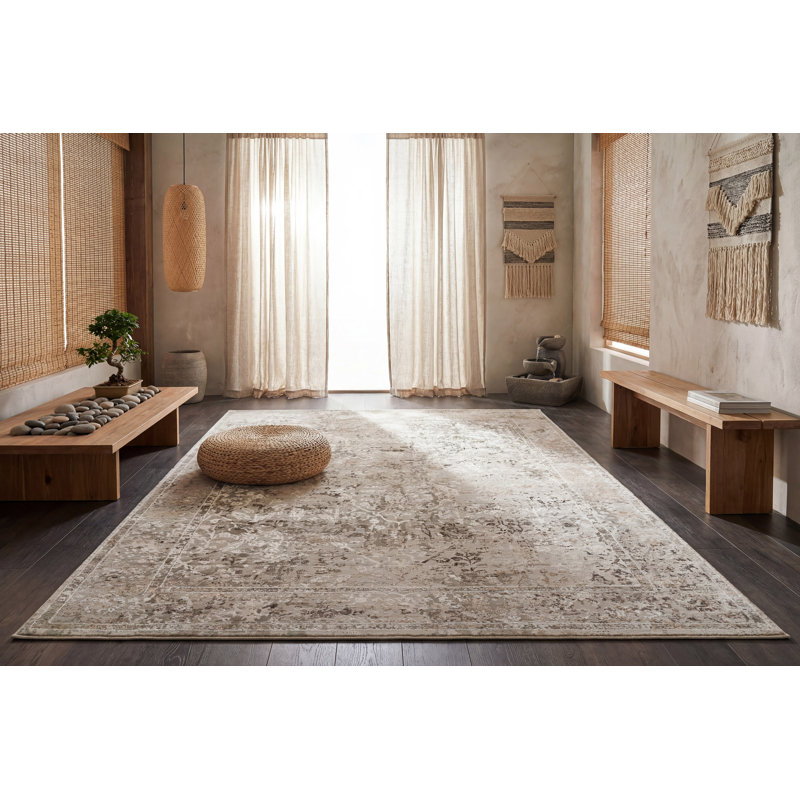 Tapis oriental ivoire / gris Lana, Rectangle 9 pi 2 po x 12 pi