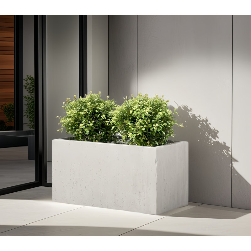 35''Loutdoor Large Square Mgo Planter Box, 18" H x 18" W x 35.25" D, White